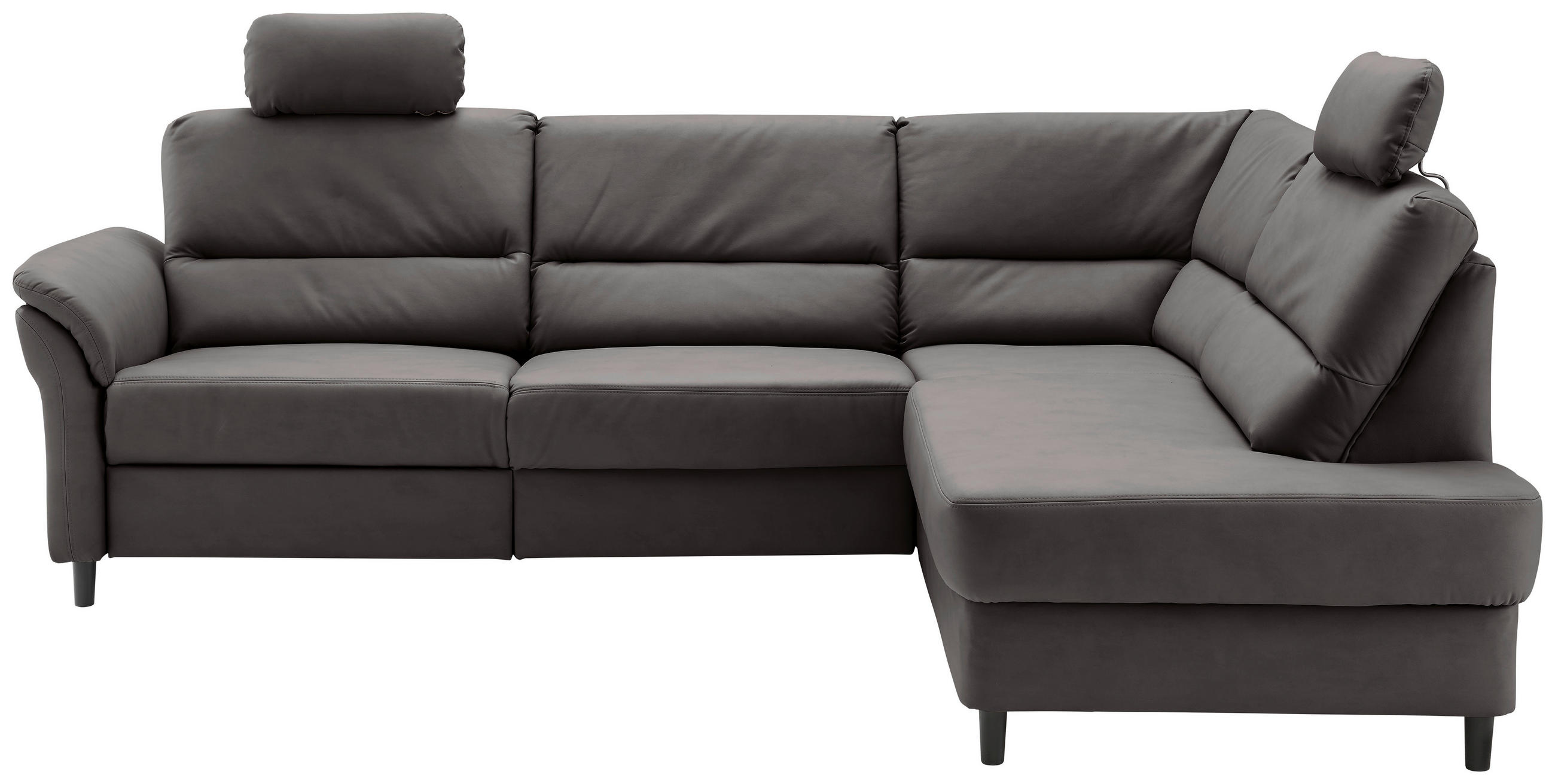 ECKSOFA Anthrazit Lederlook  - Anthrazit/Schwarz, MODERN, Holz/Textil (266/190cm) - Livetastic