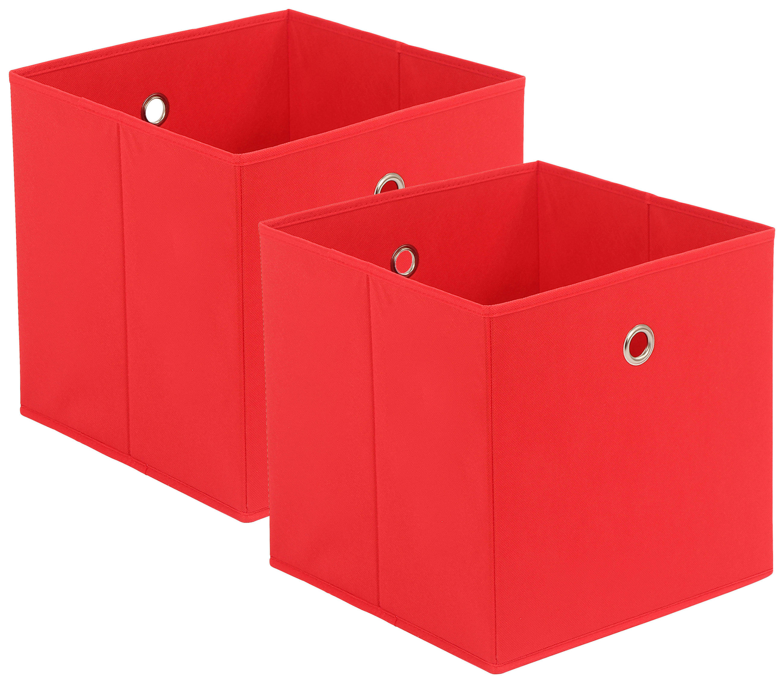 FALTBOX 2er Set - Rot/Silberfarben, Design, Karton/Textil (32/32/32cm) - Carryhome