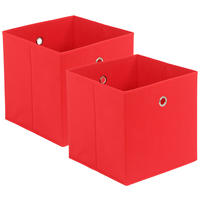 FALTBOX 2er Set - Rot/Silberfarben, Design, Karton/Textil (32/32/32cm) - Carryhome