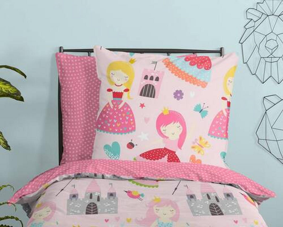 KINDERBETTWÄSCHE Royalty Renforcé 135/200 cm  - Rot/Rosa, Design, Textil (135/200cm)