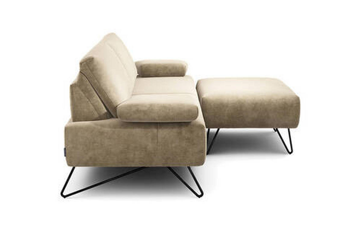 2,5-SITZER in Samt Naturfarben  - Schwarz/Naturfarben, Design, Textil/Metall (204-234/85/86-94cm) - SENSOO