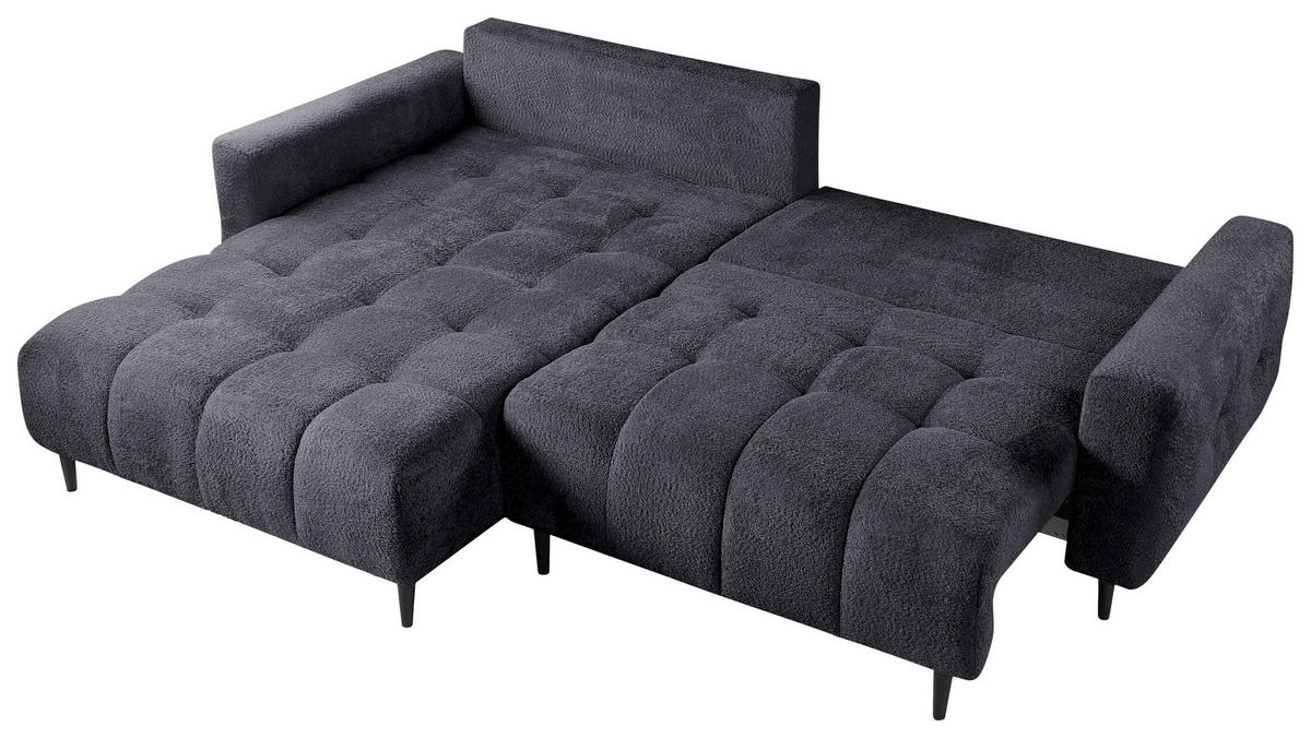 ECKSOFA in Chenille Graphitfarben  - Schwarz/Graphitfarben, Konventionell, Holz/Textil (180/266cm) - MID.YOU