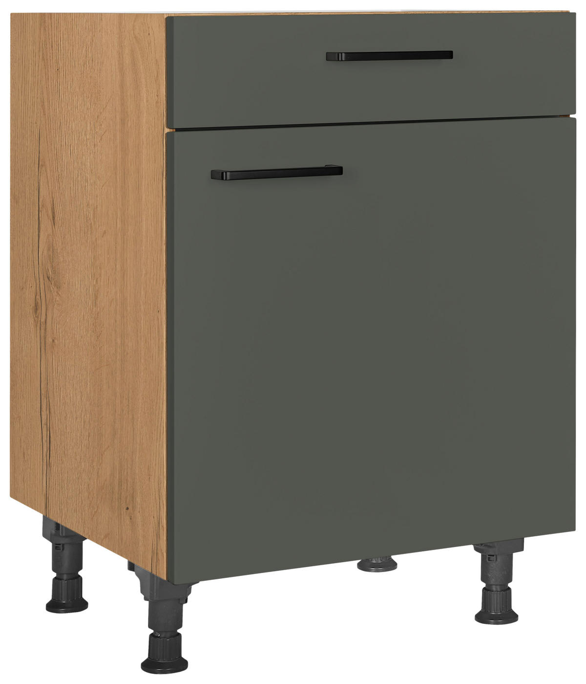 SCHUBKASTENUNTERSCHRANK 60/87/56 cm  in Grün, Eichefarben  - Eichefarben/Schwarz, MODERN, Holzwerkstoff/Metall (60/87/56cm) - Nobilia