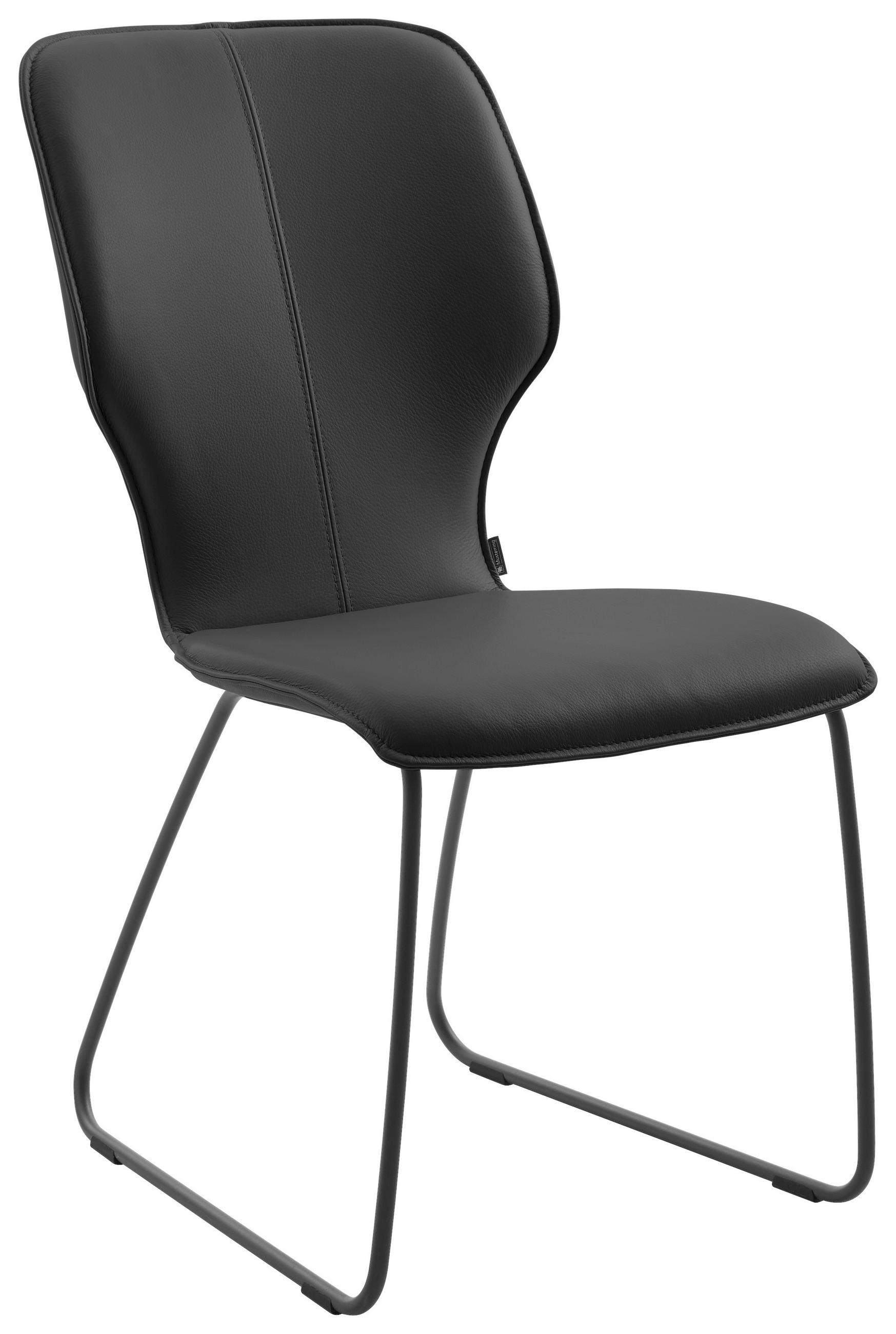 STUHL Echtleder Schwarz  - Dunkelgrau/Schwarz, Design, Leder/Metall (49/95/63cm) - Musterring