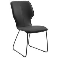 STUHL Echtleder Schwarz  - Dunkelgrau/Schwarz, Design, Leder/Metall (49/95/63cm) - Musterring