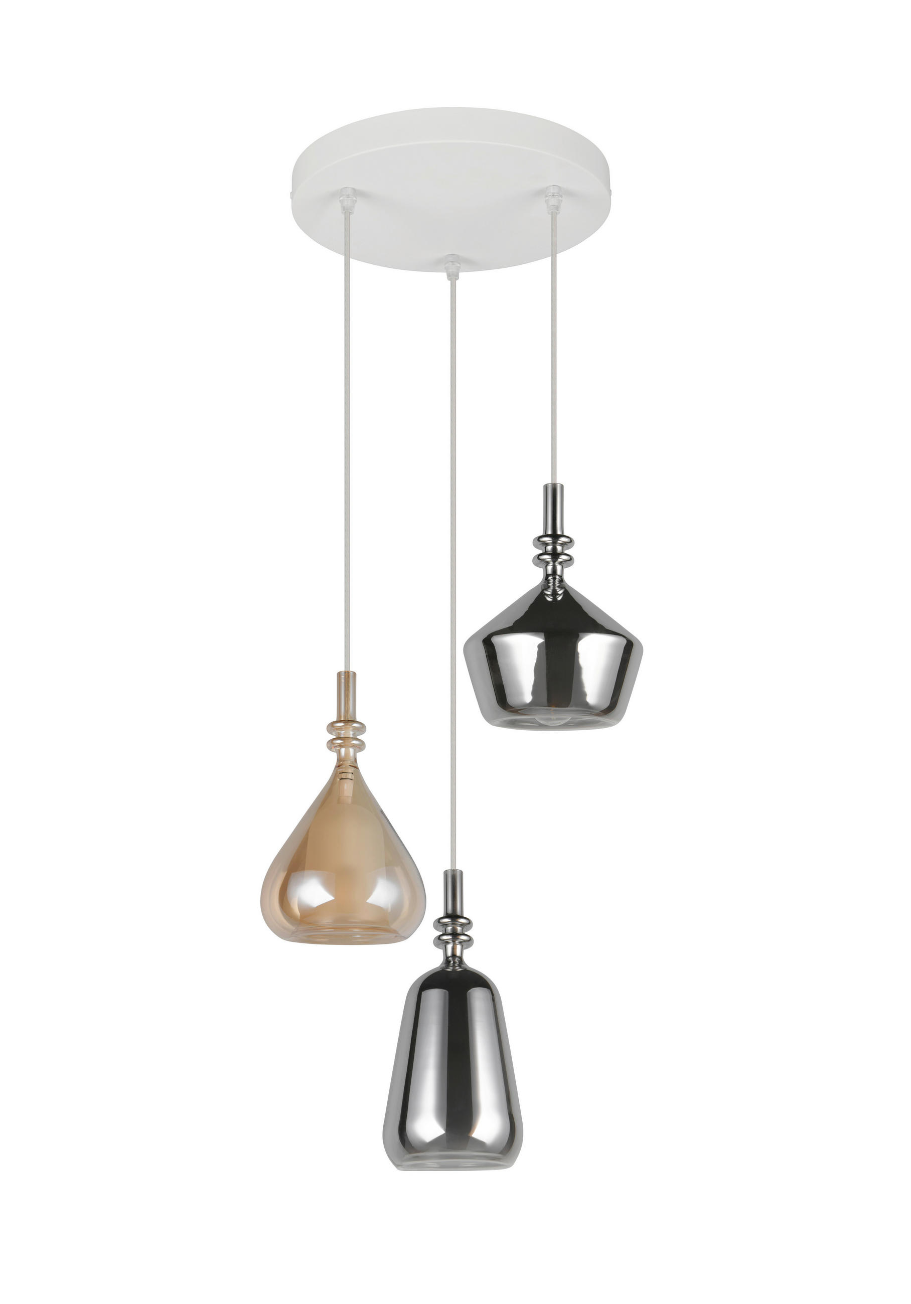 PENDELLEUCHTE ALDEA 28/200 cm   - Chromfarben/Hellbraun, Trend, Glas/Metall (28/200cm) - Trio Leuchten