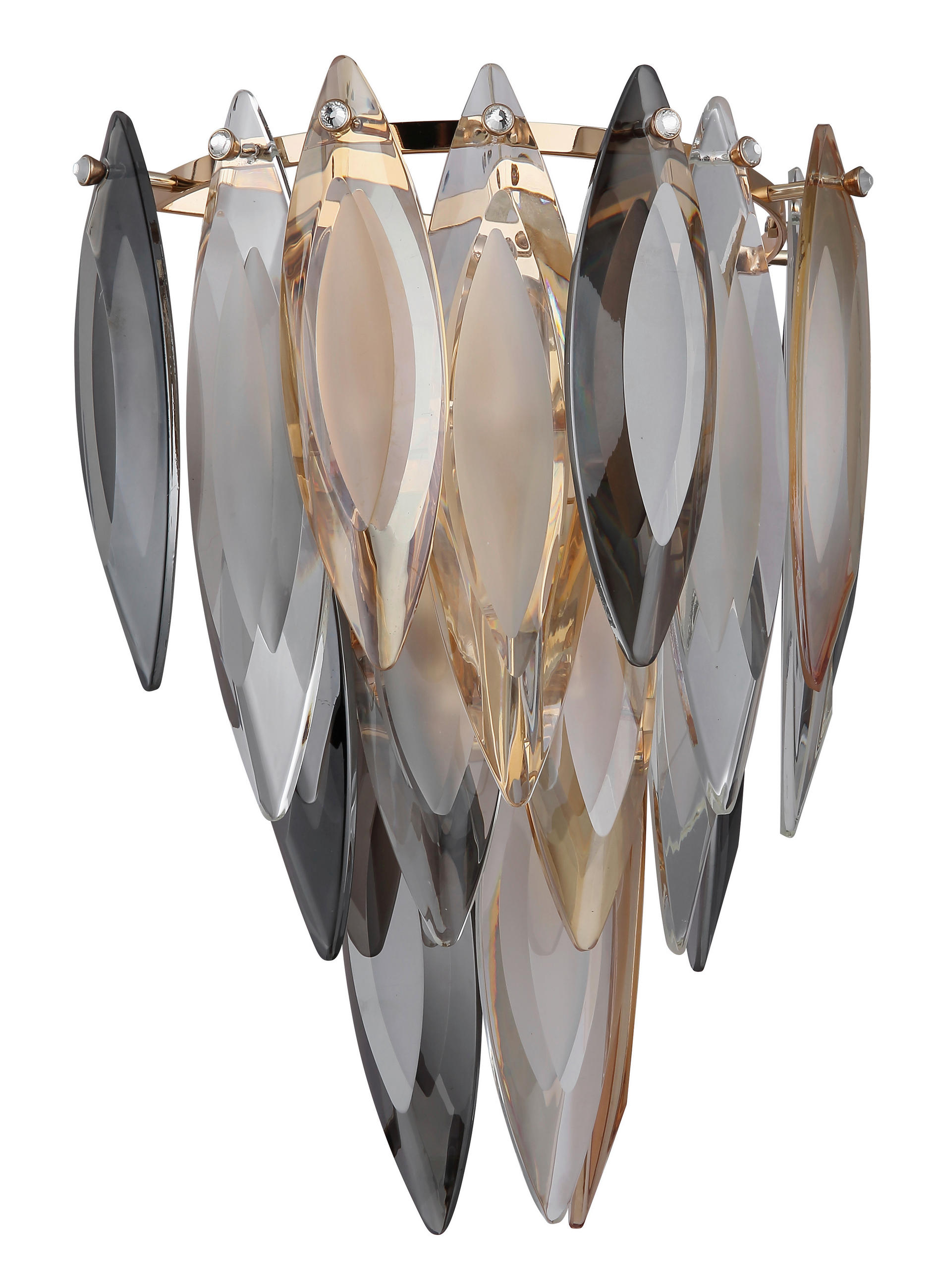 KRISTALL-WANDLEUCHTE 27/16/34 cm   - Klar/Champagner, KONVENTIONELL, Glas/Metall (27/16/34cm)