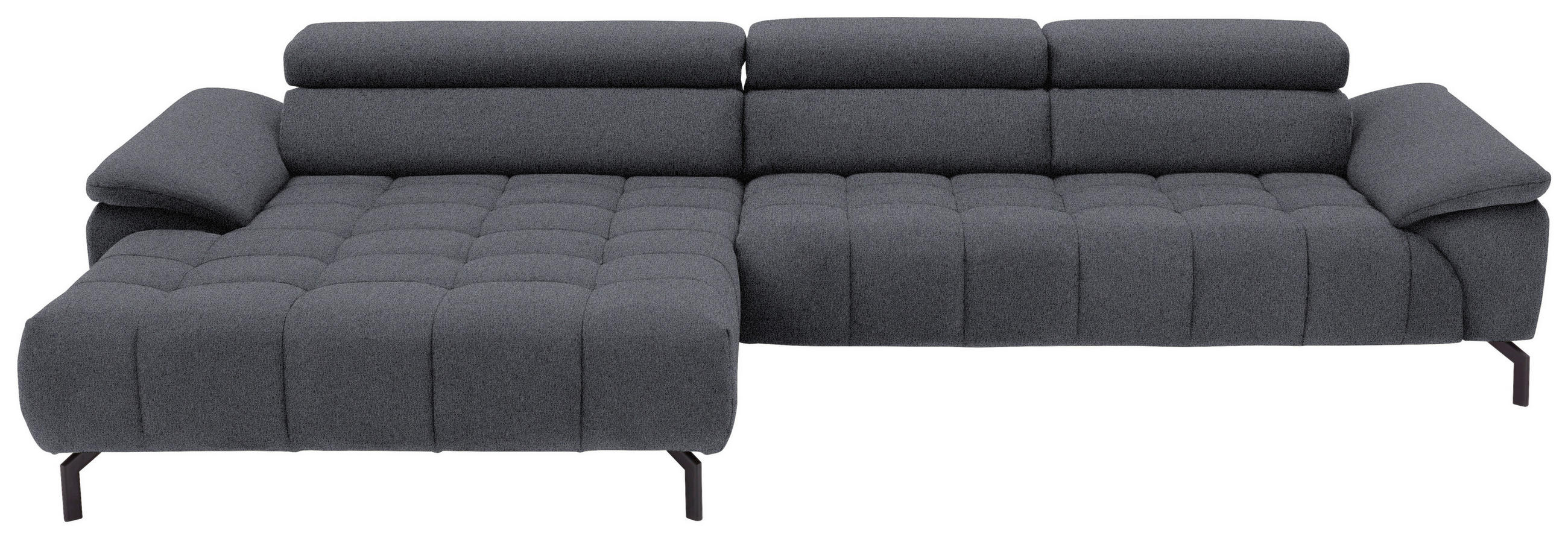 ECKSOFA in Webstoff Anthrazit  - Anthrazit/Schwarz, Design, Textil/Metall (190/329cm) - Beldomo Style