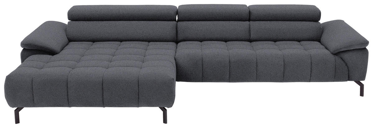 ECKSOFA in Webstoff Anthrazit  - Anthrazit/Schwarz, Design, Textil/Metall (190/329cm) - Beldomo Style
