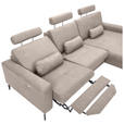 ECKSOFA in Mikrofaser Grau  302/180 cm  - Schwarz/Grau, KONVENTIONELL, Textil/Metall (302/180cm) - Carryhome