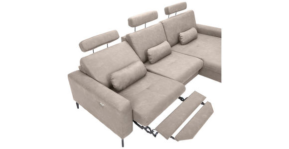 ECKSOFA in Mikrofaser Grau  302/180 cm  - Schwarz/Grau, KONVENTIONELL, Textil/Metall (302/180cm) - Carryhome