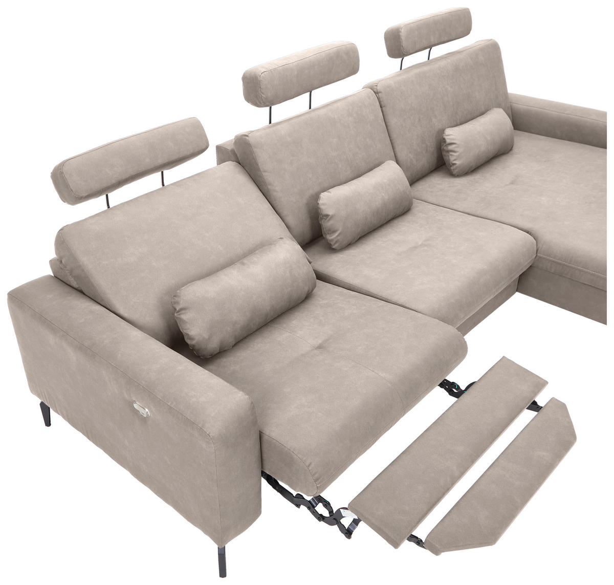 ECKSOFA Grau Mikrofaser  - Schwarz/Grau, KONVENTIONELL, Textil/Metall (302/180cm) - Carryhome