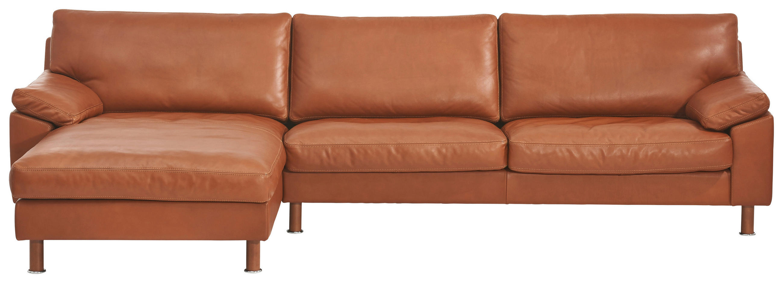ECKSOFA in Echtleder Braun  165/293 cm  - Buchefarben/Braun, KONVENTIONELL, Leder/Holz (165/293cm) - Erpo