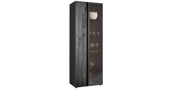 VITRINE in massiv Kernbuche, Kernesche Anthrazit - Anthrazit/Schwarz, Design, Glas/Holz (72/204/44cm) - Johann Jakob