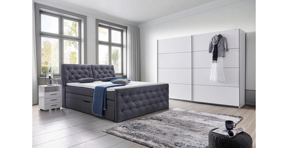 BOXSPRINGBETT 180/200 cm in Dunkelgrau - Dunkelgrau/Schwarz, KONVENTIONELL, Kunststoff/Textil (180/200cm) - Carryhome