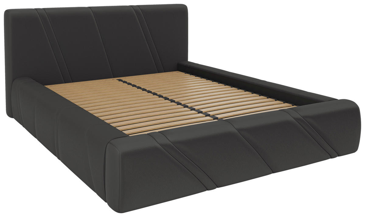 POLSTERBETT 140/200 cm,  in Anthrazit, gepolstertes Kopfteil, Lattenrost, Bettkasten,  - Anthrazit/Schwarz, Design, Holz/Kunststoff (140/200cm) - Chameo