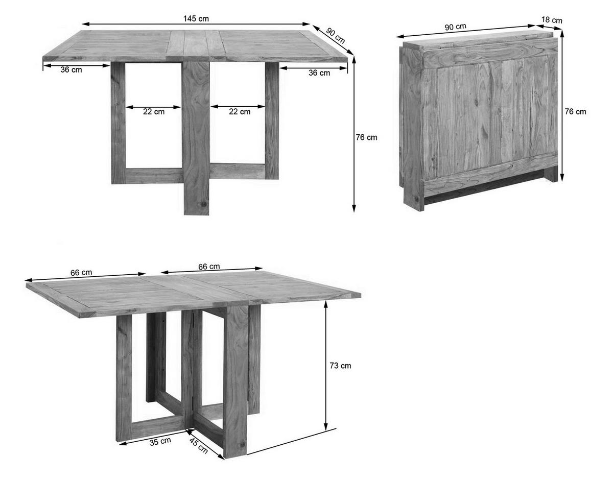 SKLÁDACÍ STŮL, akácie, barvy akácie, 145/90/76 cm - barvy akácie, Natur, dřevo (145/90/76cm) - Livetastic