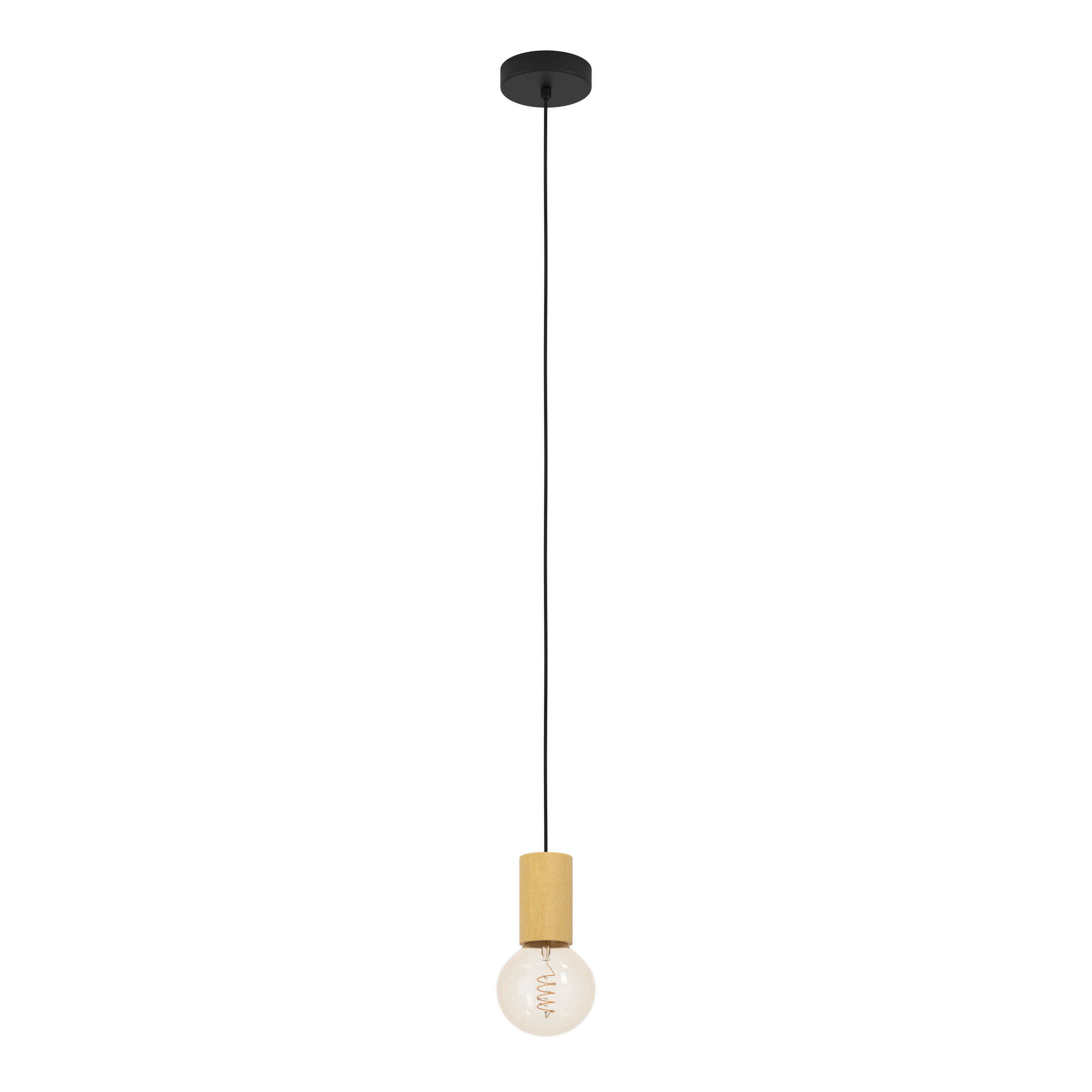 HÄNGELEUCHTE Pozueta 1 6,5/110 cm   - Schwarz, Basics, Holz/Metall (6,5/110cm) - Eglo