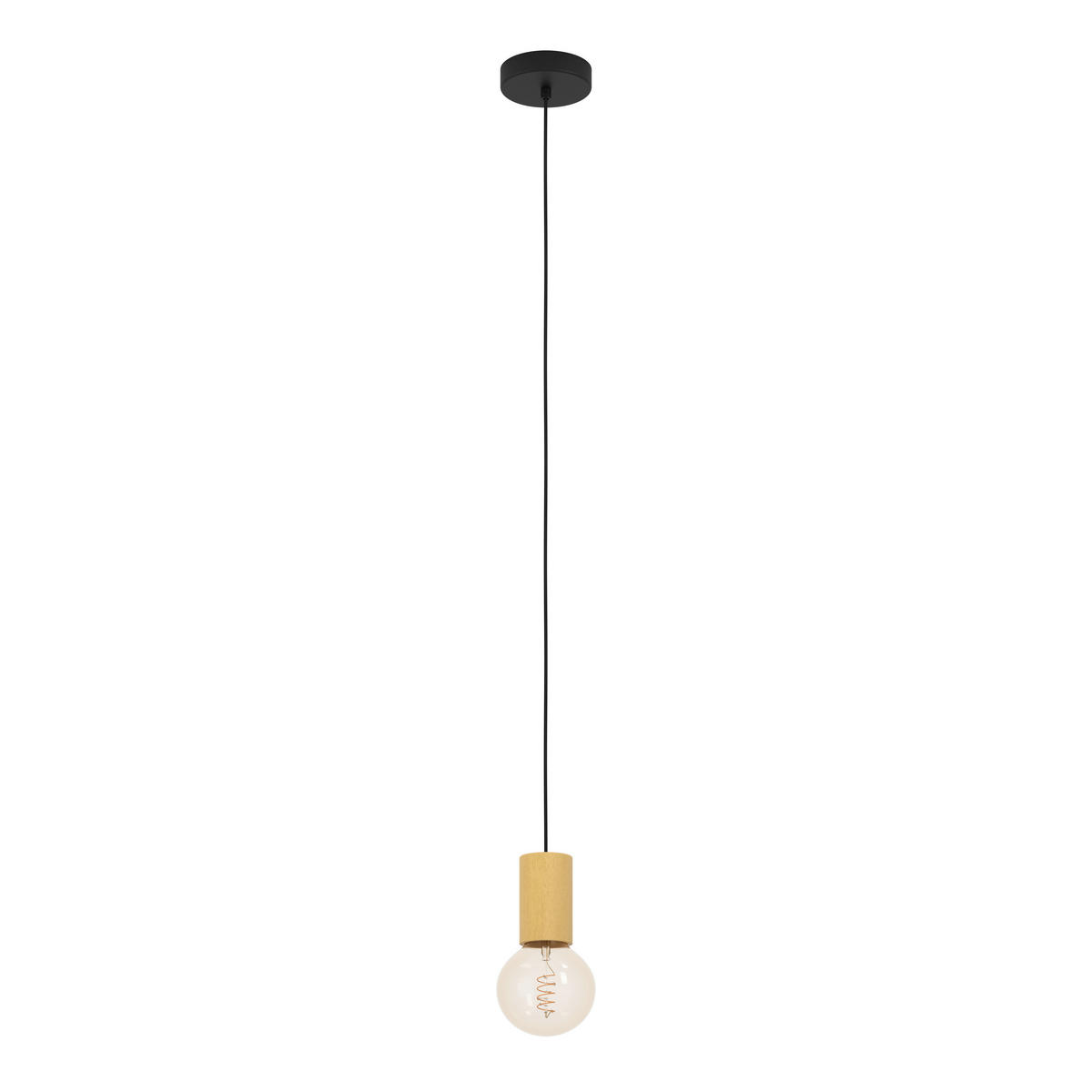 HÄNGLAMPA Pozueta 1 6,5/110 cm  - svart, Basics, metall/trä (6,5/110cm) - Eglo