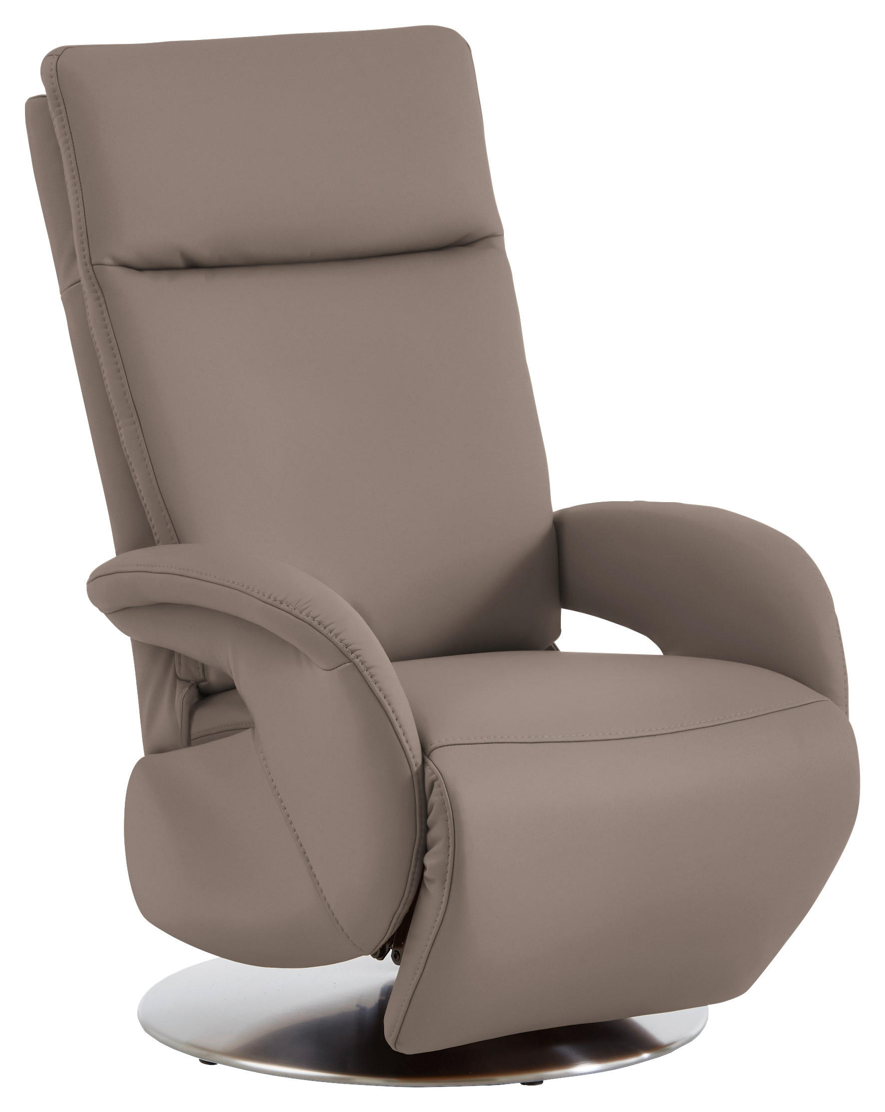 RELAXSESSEL in Leder Fango  - Edelstahlfarben/Fango, Design, Leder/Metall (70/108/80cm) - Cantus
