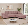 ECKSOFA Lila Cord Rückenkissen, Armlehnenkissen, Rücken echt  - Lila/Schwarz, KONVENTIONELL, Textil/Metall (332/231cm) - Carryhome