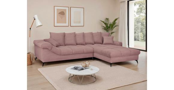 ECKSOFA Lila Cord Rückenkissen, Armlehnenkissen, Rücken echt  - Lila/Schwarz, KONVENTIONELL, Textil/Metall (332/231cm) - Carryhome