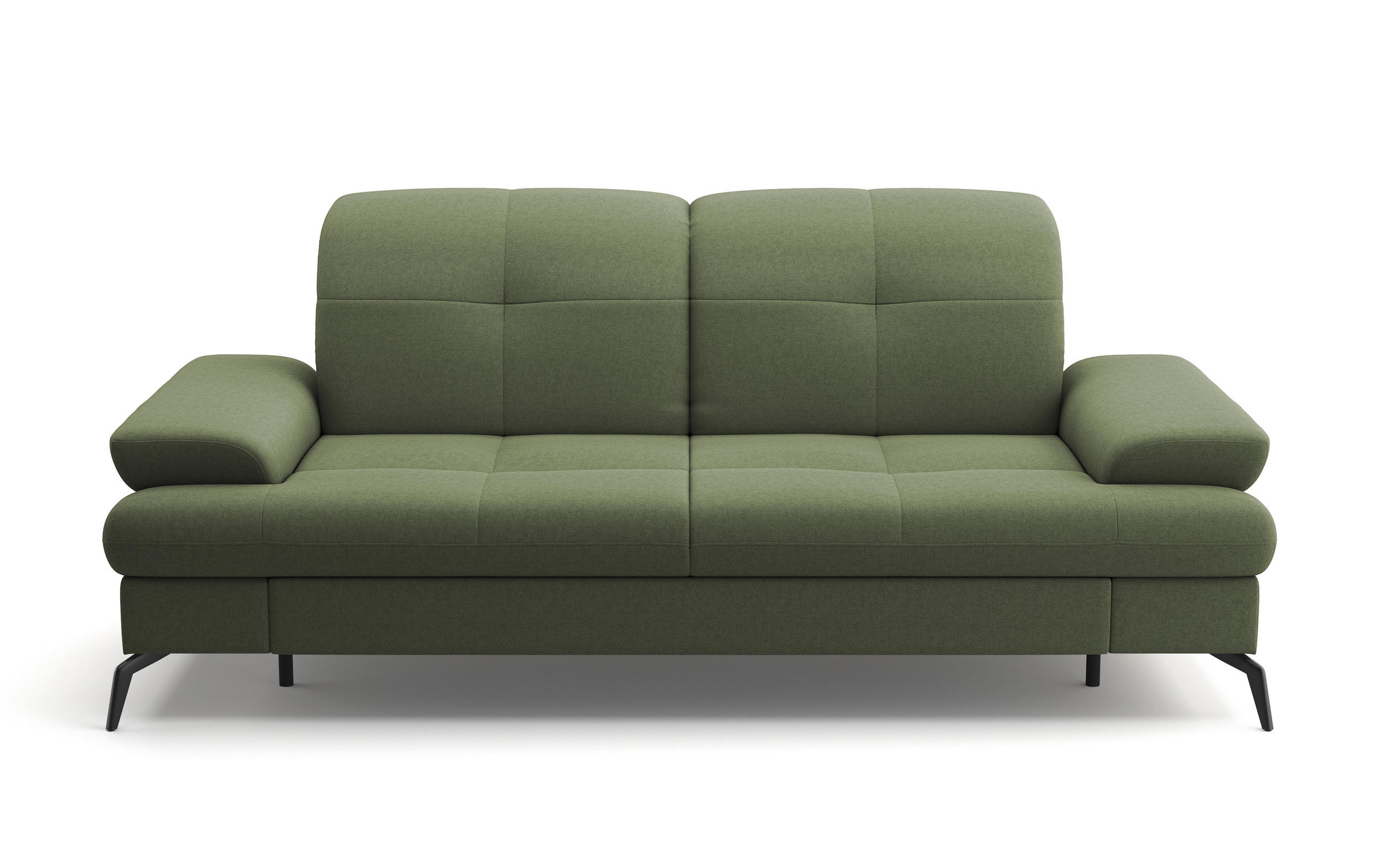 2,5-SITZER in Flachgewebe Olivgrün  - Schwarz/Olivgrün, KONVENTIONELL, Textil/Metall (202/90/122cm) - Sit & More