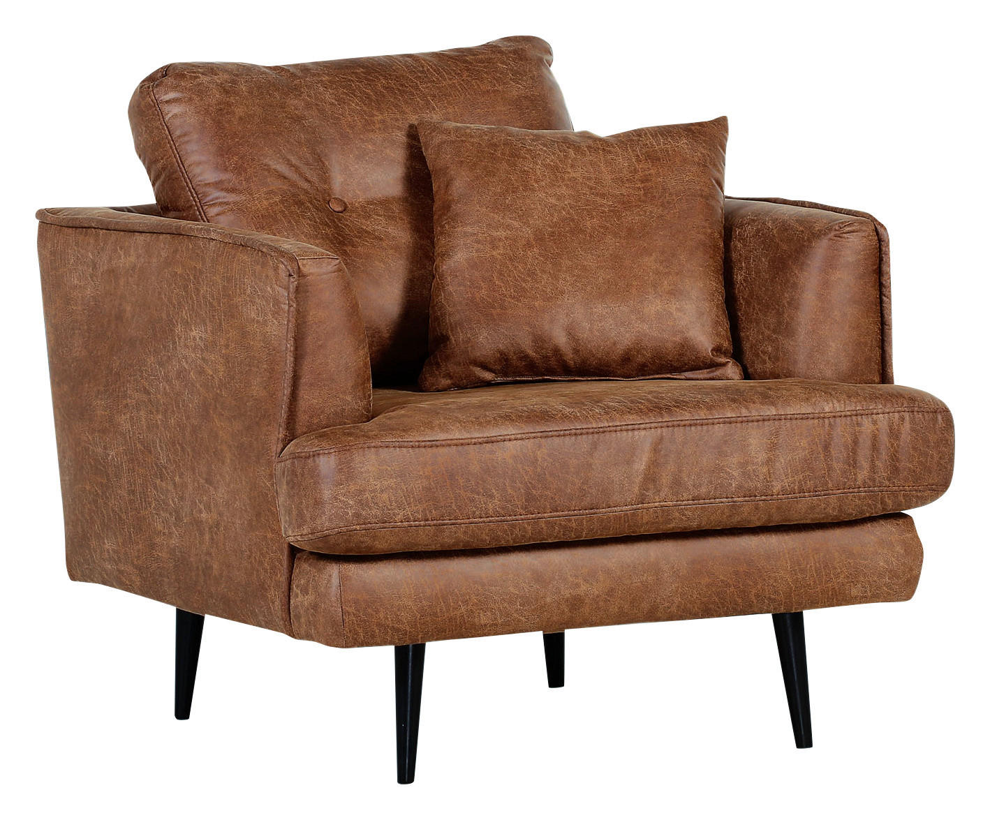 SESSEL Lederlook Cognac - Cognac/Schwarz, Design, Holz/Textil (90/89/95cm) - Carryhome