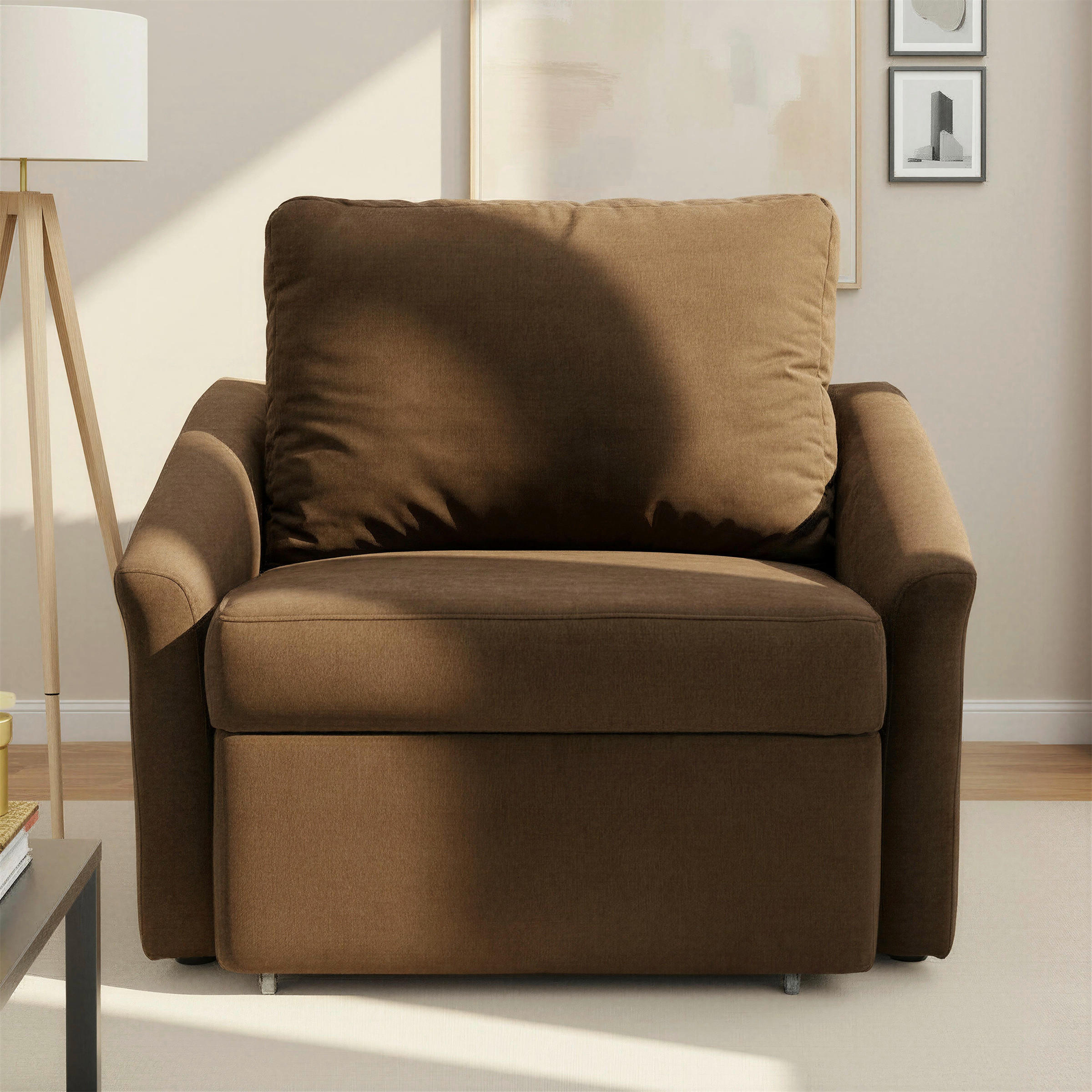 SCHLAFSESSEL RELAX BOX Mikrofaser Braun    - Beige/Schwarz, Basics, Kunststoff/Textil (108/86/96cm) - MID.YOU