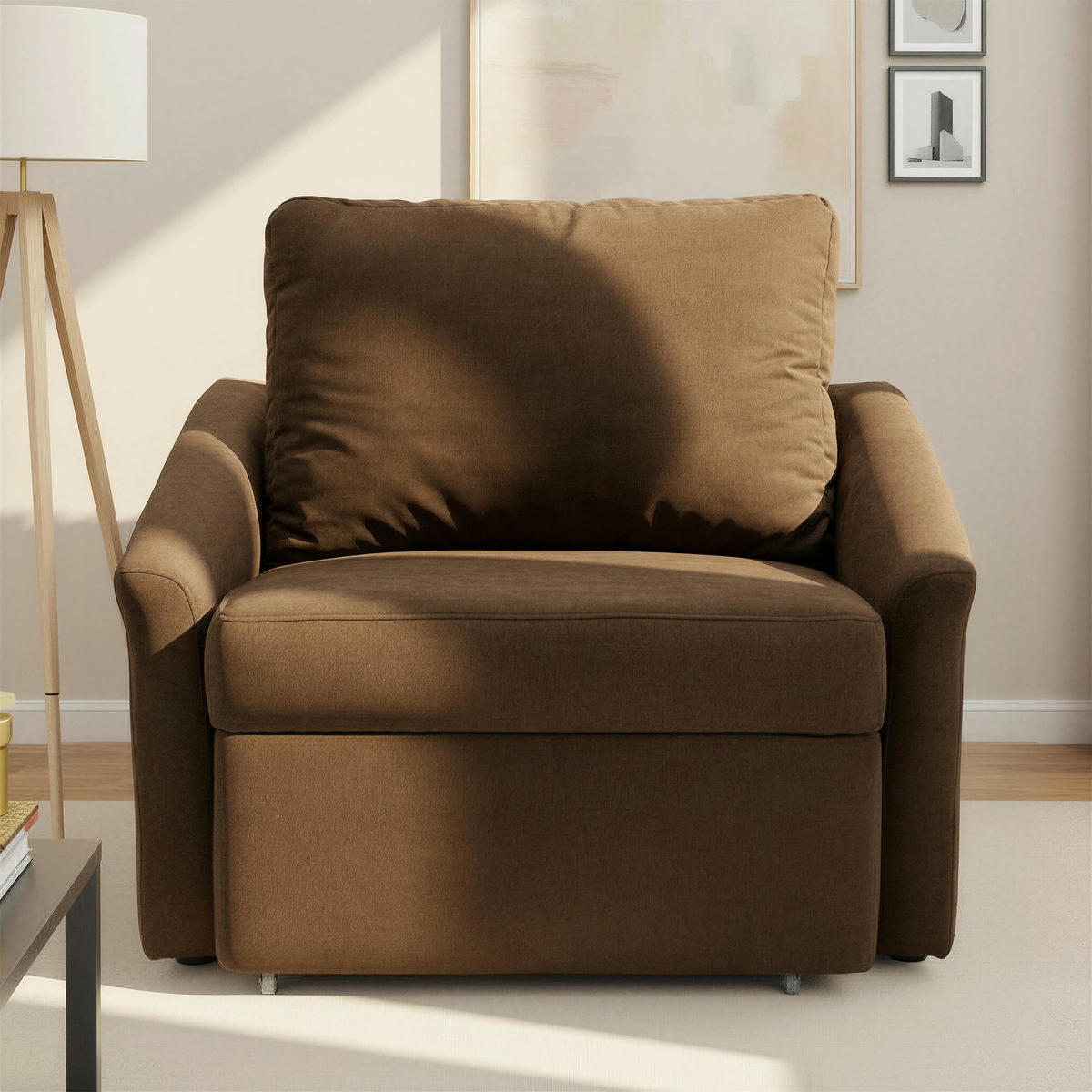 SCHLAFSESSEL RELAX BOX Mikrofaser Braun    - Beige/Schwarz, Basics, Kunststoff/Textil (108/86/96cm) - MID.YOU