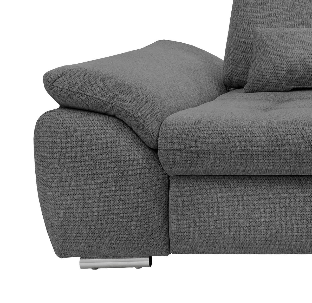 ECKSOFA in Chenille Graubraun  - Chromfarben/Graubraun, Modern, Textil/Metall (314/184cm) - Livetastic