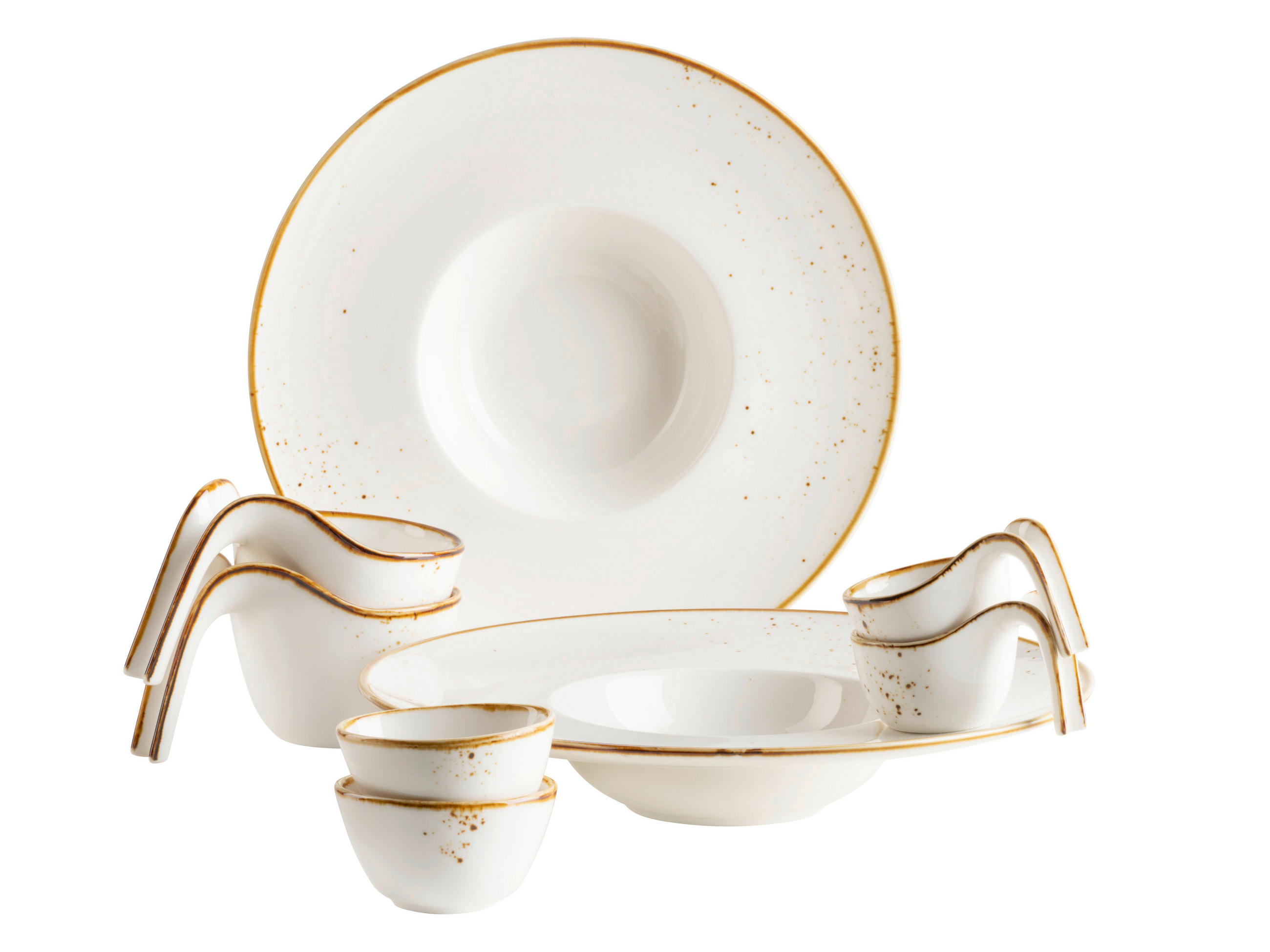 KOMBISERVICE Weiß, Hellbraun Pintar 8-teilig 4 Personen  - Hellbraun/Weiß, Basics, Keramik - Mäser