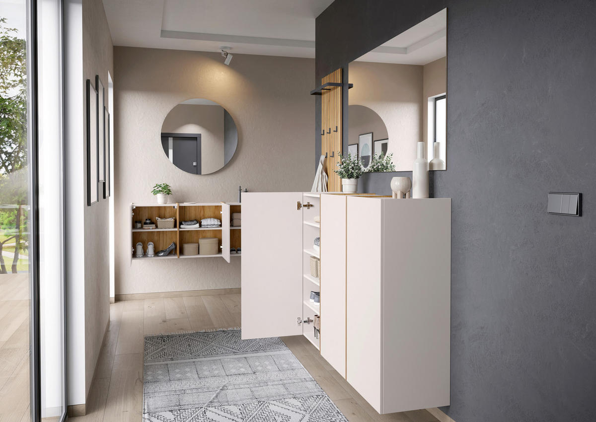 SCHUHSCHRANK Eichefarben, Kaschmir  - Kaschmir/Eichefarben, Design, Holzwerkstoff (138/55/29cm)