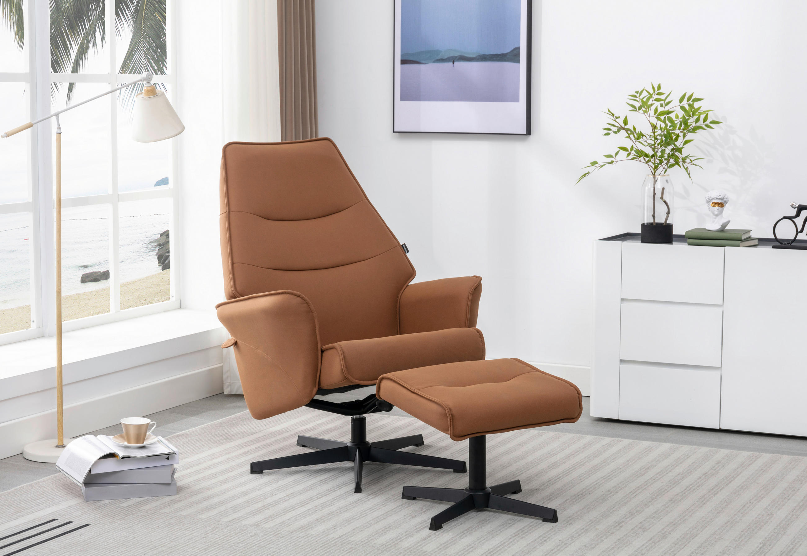 SET SCAUNE DE RELAXARE in textil galben curry  - galben curry/negru, Design, metal/textil (77/109/86cm) - Livetastic