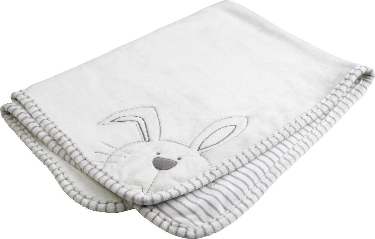 SCHMUSEDECKE Bunny  75/100 cm  - Weiss/Silberfarben, Basics, Textil (75/100cm) - My Baby Lou