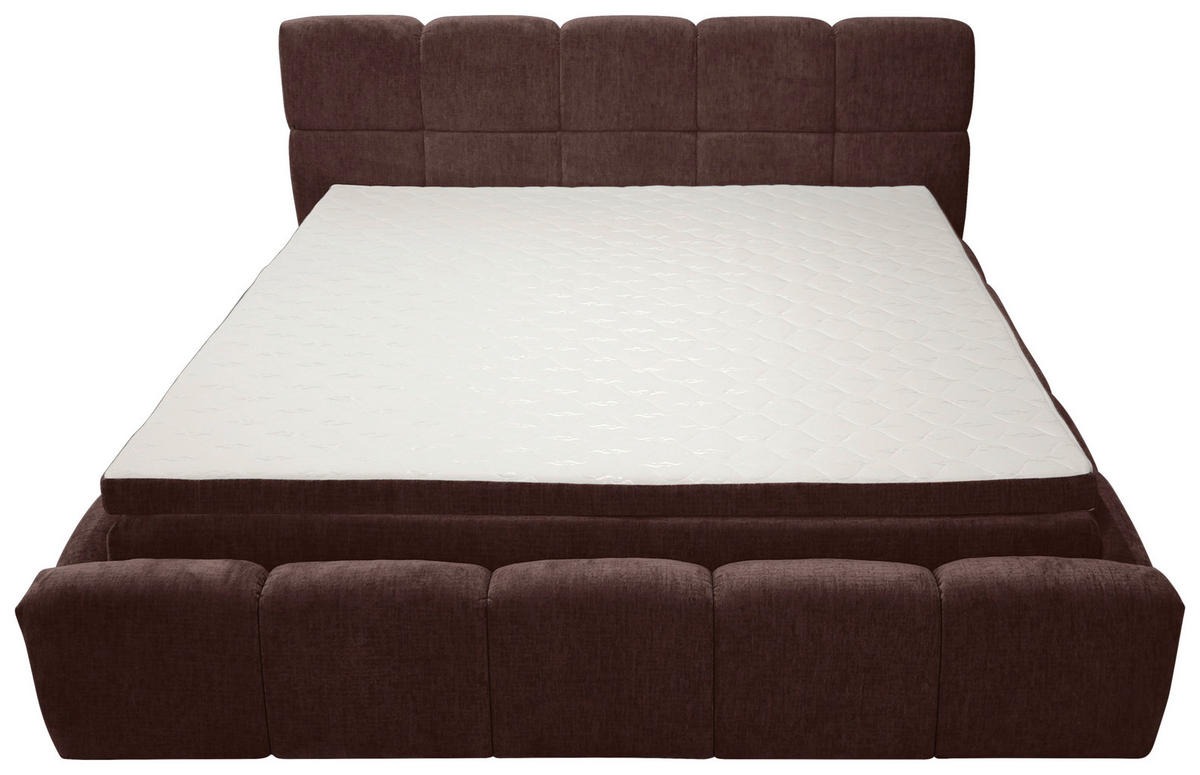 POLSTERBETT 120/200 cm,  in Bordeaux, Matratze, Bettkasten, H3 = fest  - Bordeaux/Schwarz, Trend, Kunststoff/Textil (120/200cm)