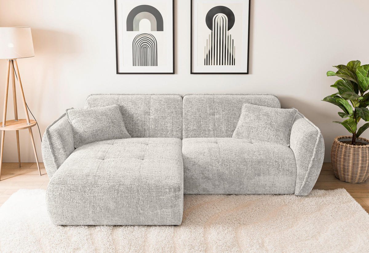 ECKSOFA Nelia Beige Chenille  - Beige/Schwarz, Design, Kunststoff/Textil (155/252cm) - P & B