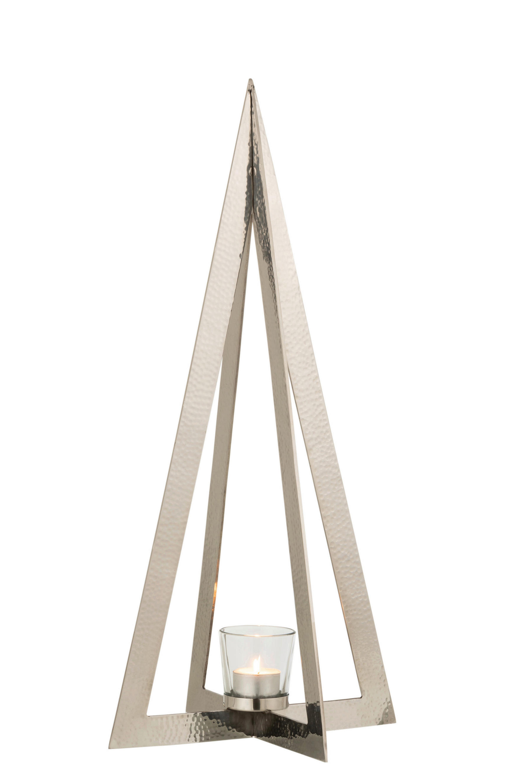 TEELICHTHALTER  - Silberfarben, Basics, Glas/Metall (19/19/58cm) - X-Mas