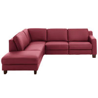 ECKSOFA in Echtleder Bordeaux  - Eichefarben/Bordeaux, Design, Leder/Holz (235/259cm) - Valdera
