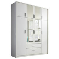 DREHTÜRENSCHRANK 185/231/56 cm 8-türig Klar, Weiß  - Klar/Weiß, Design, Glas/Holzwerkstoff (185/231/56cm) - Rauch Möbel