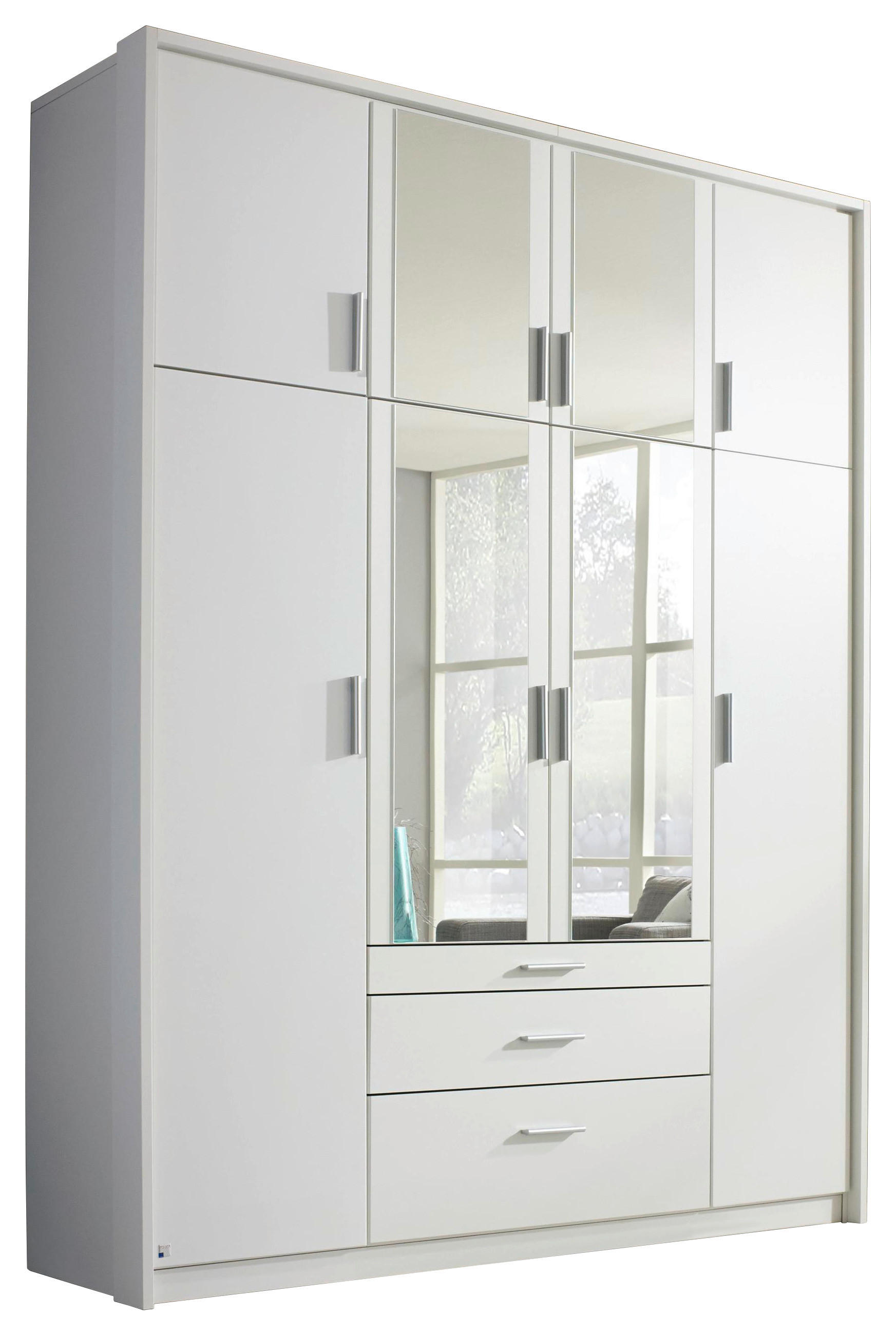 Dulap Cu Uși Rotative, 185/231/56 cm, străveziu, alb