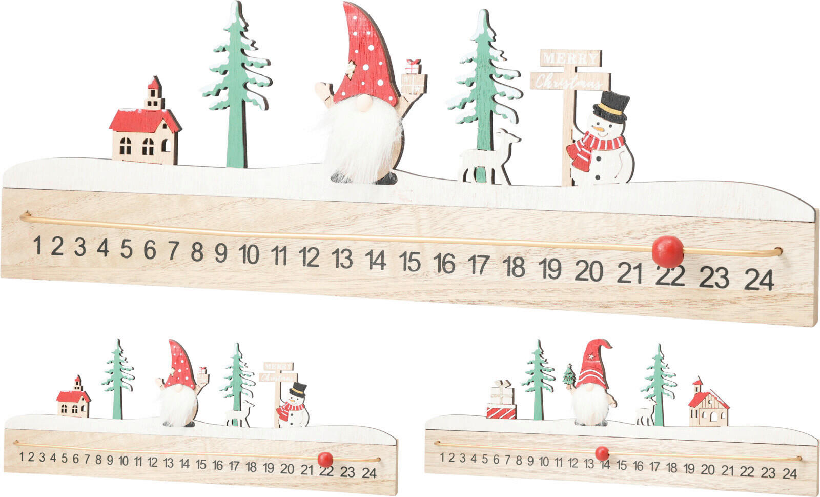 ADVENTI NAPTÁR - natúr színű, Basics, fa (11/12cm)