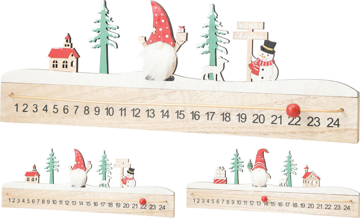 ADVENTI NAPTÁR - natúr színű, Basics, fa (11/12cm)
