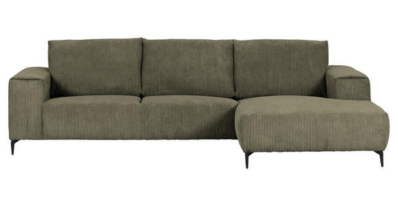 ECKSOFA in Cord Dunkelgrün  285/170 cm  - Dunkelgrün/Schwarz, KONVENTIONELL, Textil/Metall (285/170cm) - Carryhome