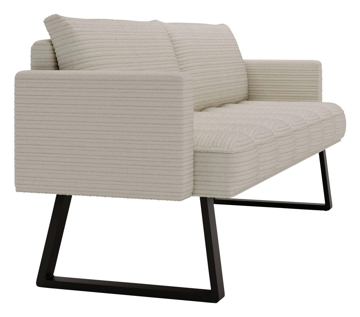 SITZBANK 200/88/69 cm Struktur Naturfarben Metall  - Schwarz/Naturfarben, Design, Textil/Metall (200/88/69cm) - Valdera