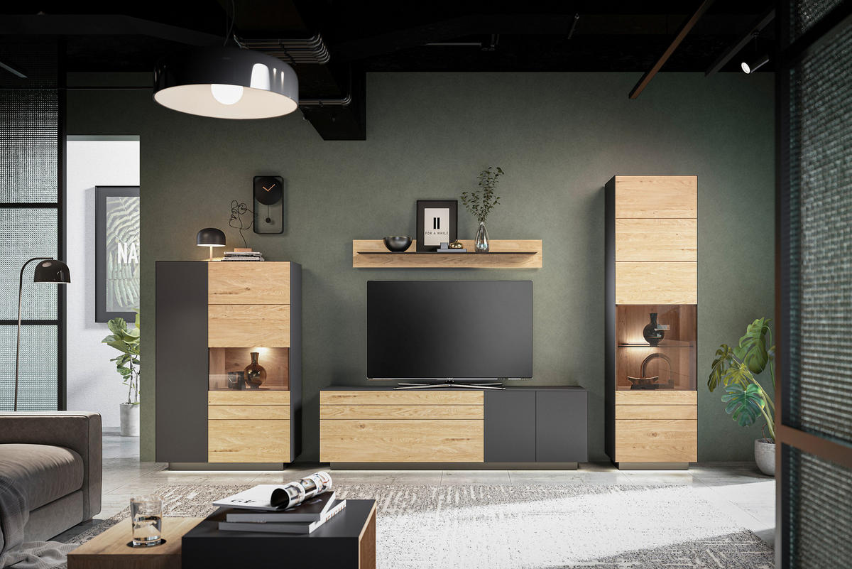 HIGHBOARD Celika Anthrazit, Wildeiche  91/141/40 cm  - Wildeiche/Anthrazit, Natur, Holz/Holzwerkstoff (91/141/40cm) - Dieter Knoll