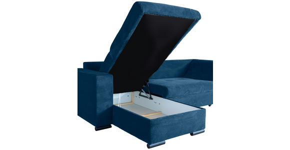 ECKSOFA  in Cord Blau  - Blau/Schwarz, KONVENTIONELL, Textil/Metall (168/258cm) - Carryhome