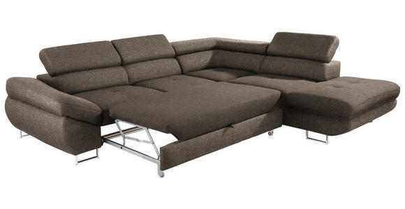 ECKSOFA in Webstoff Graubraun  - Graubraun, Design, Textil/Metall (280/235cm) - Hom`in