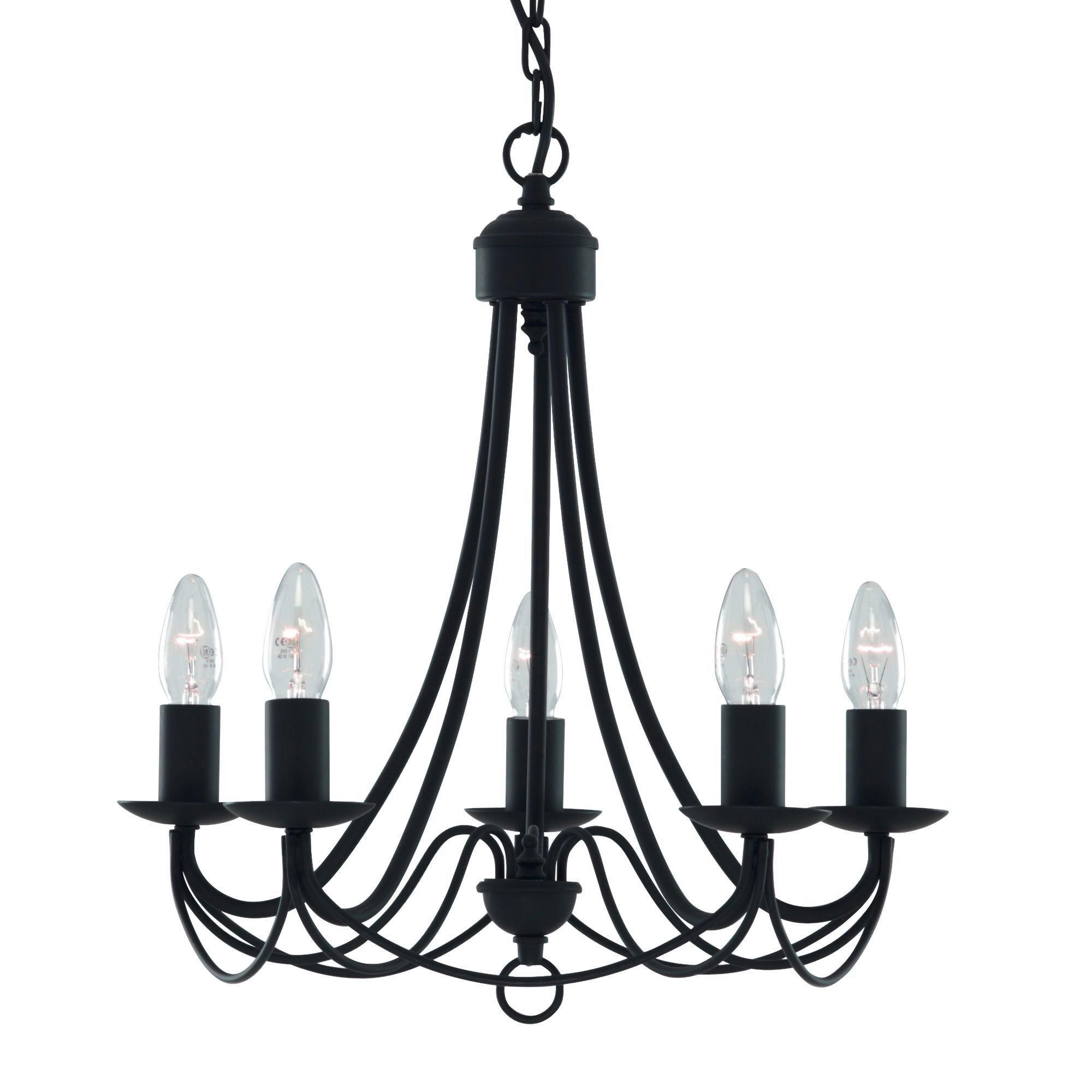 KRONLEUCHTER Maypole 46/120 cm   - Schwarz, KONVENTIONELL, Metall (46/120cm) - Searchlight