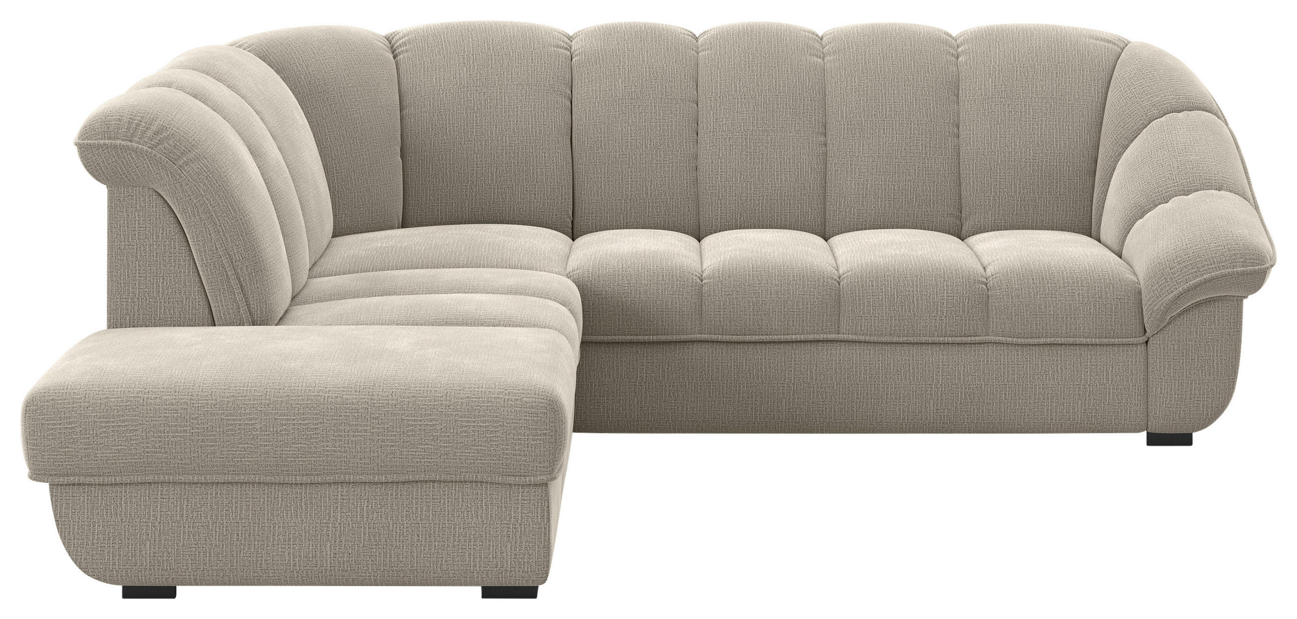 ECKSOFA Graubraun Chenille Bettkasten, Schlaffunktion, Rücken echt  - Graubraun/Schwarz, KONVENTIONELL, Kunststoff/Textil (222/260cm) - Welnova